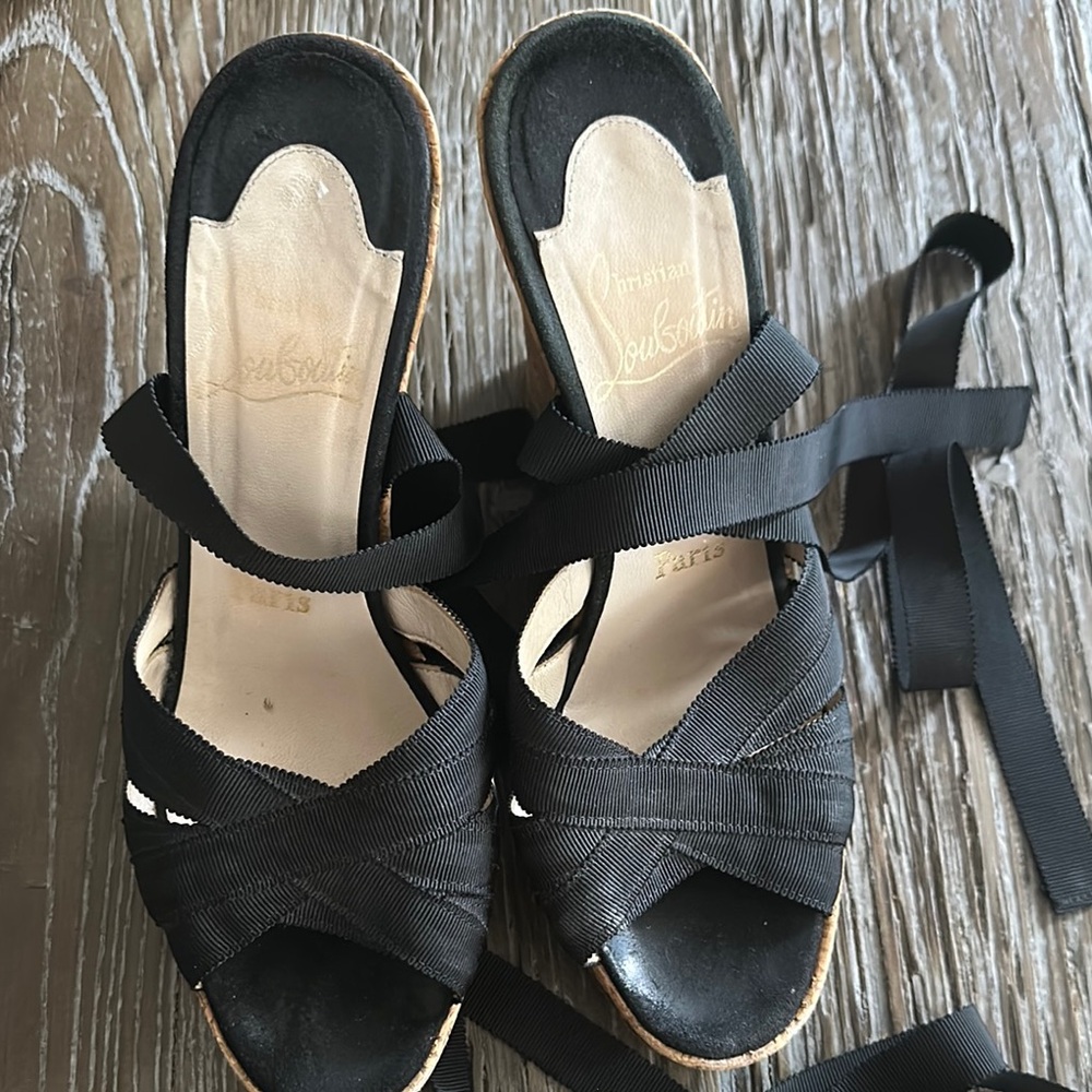 Christian Louboutin Black Mules with Geometric Design